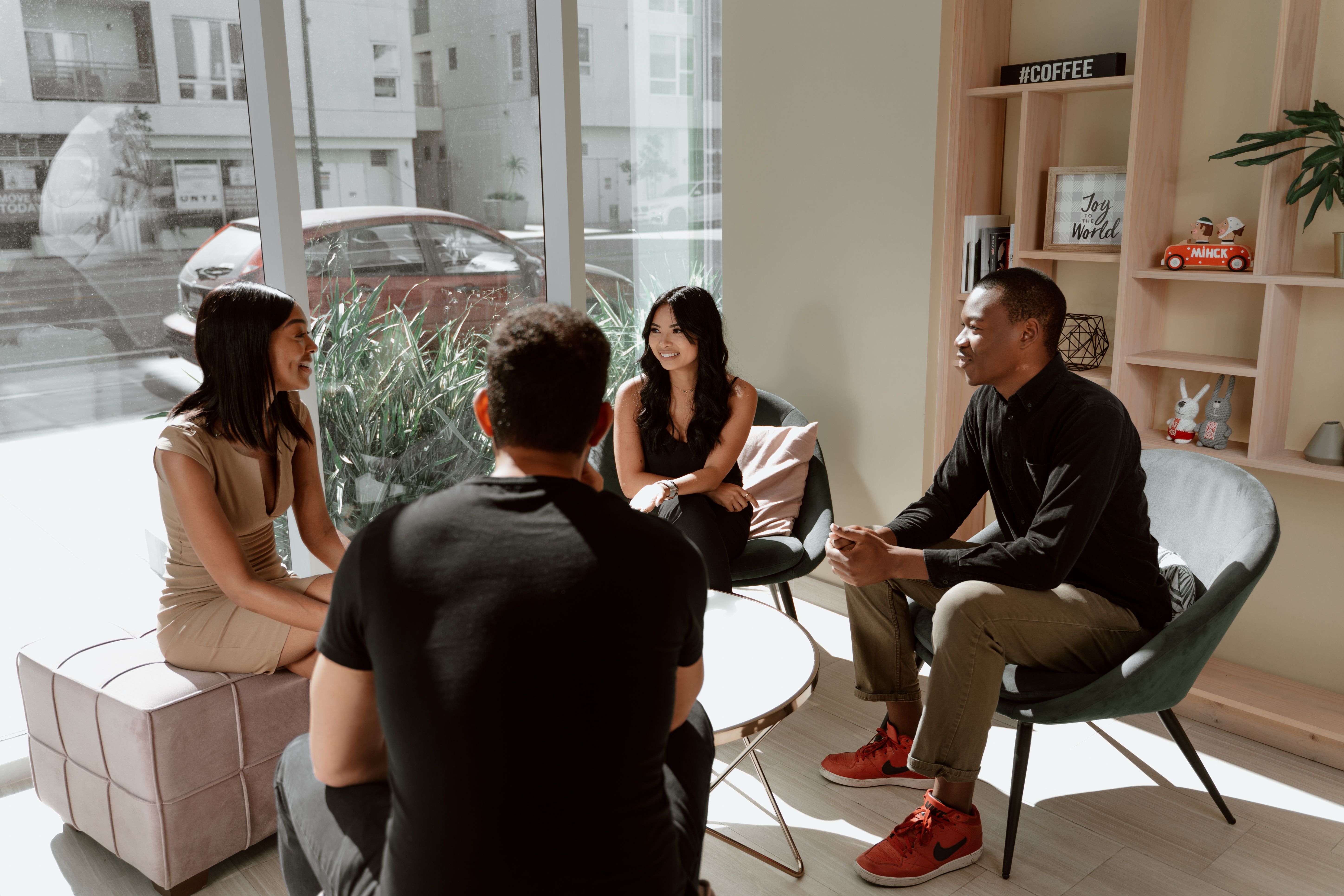 Outreach in progress — people mid-conversation